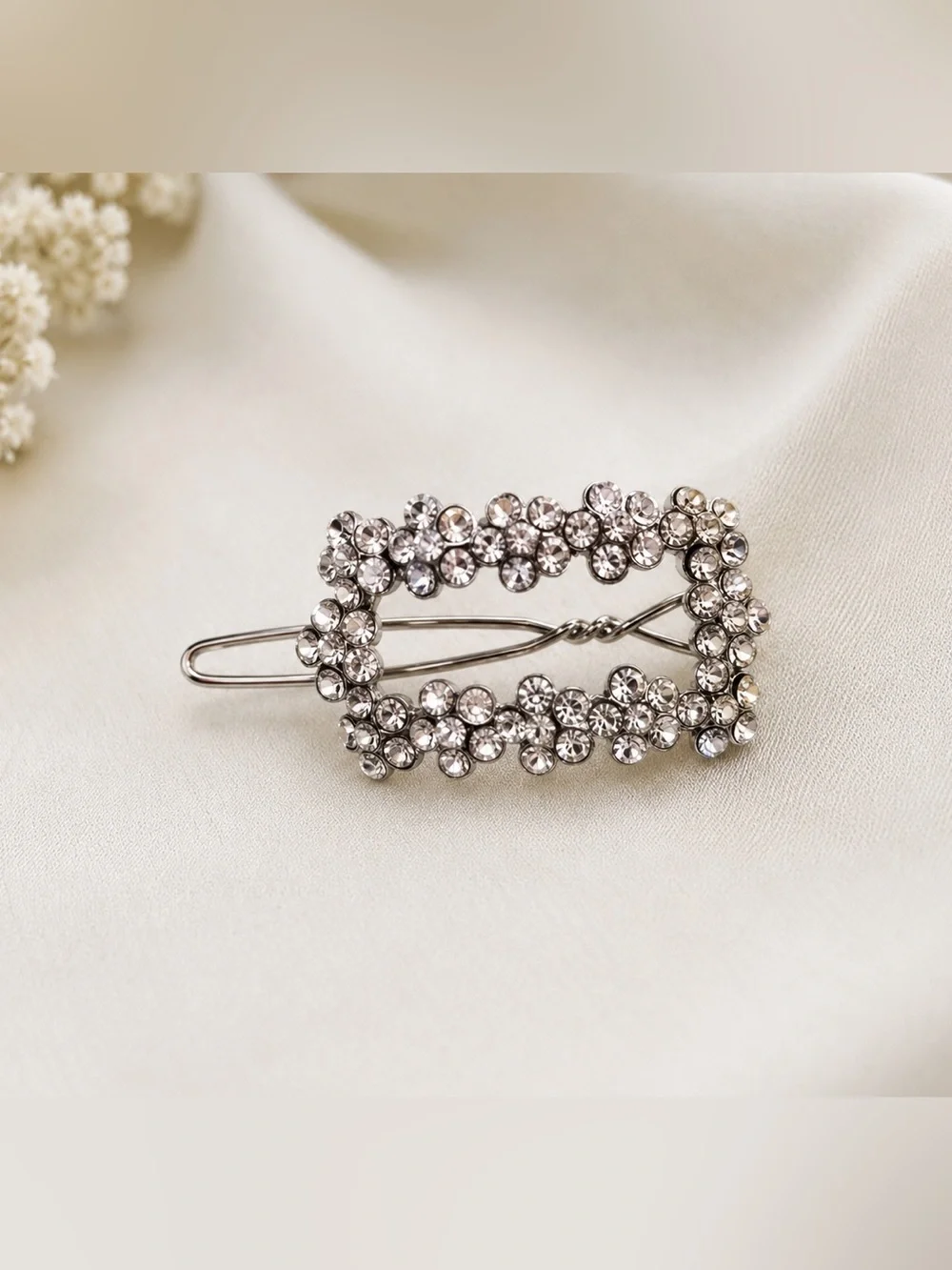 Crystal Rectangle Rhinestone Hair Barrette